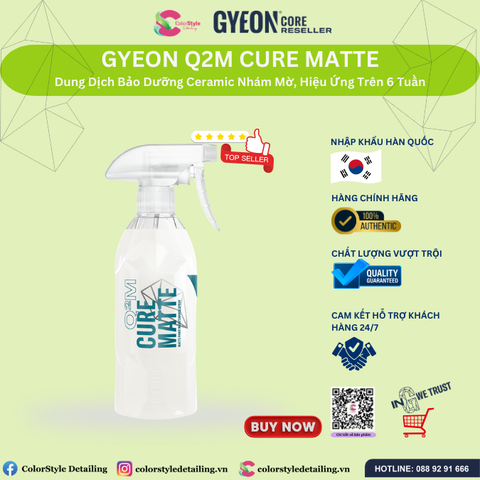  GYEON Q2M Cure Matte, Dung Dịch Bảo Dưỡng Ceramic Nhám Mờ 400 ml 