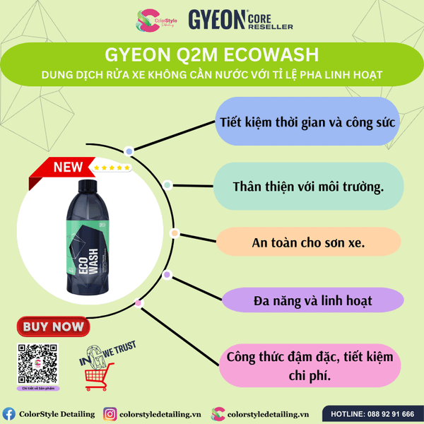  GYEON Q2M ECO Wash, Dung Dịch Rửa Xe Khô Với Tỉ Lệ Pha Linh Hoạt 
