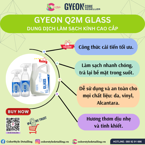  GYEON Q2M Glass, Dung Dịch Vệ Sinh Kính Cao Cấp 