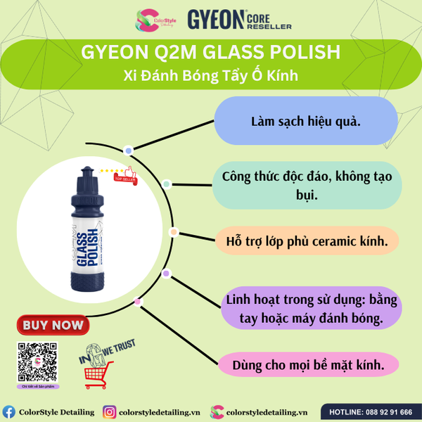  GYEON Q2M Glass Polish, Xi Đánh Bóng Tẩy Ố Kính 