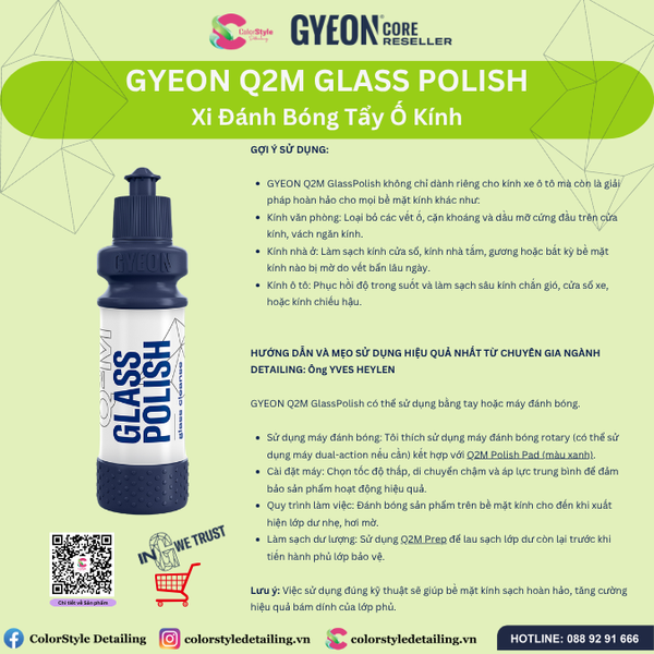  GYEON Q2M Glass Polish, Xi Đánh Bóng Tẩy Ố Kính 