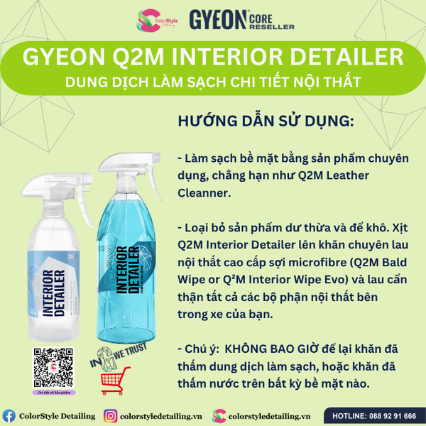  GYEON Q2M Interior Detailer, Dung Dịch Làm Sạch Chi Tiết Nội Thất 