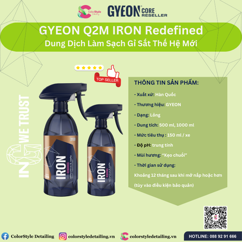  GYEON Q2M Iron Redefined, Dung Dịch Làm Sạch Gỉ Sắt Thế Hệ Mới 