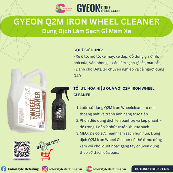  GYEON Q2M Iron WheelCleaner, Dung Dịch Làm Sạch Gỉ Mâm Xe 