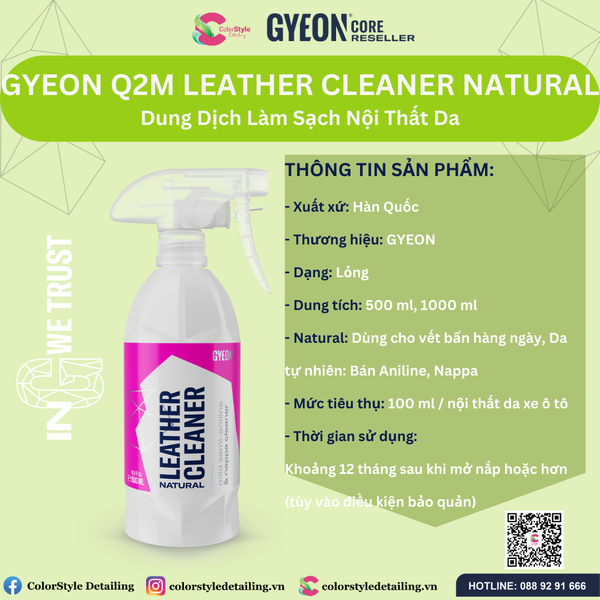  GYEON Q2M Leather Cleaner Dung Dịch Vệ Sinh Nội Thất Đồ Da Cao Cấp 