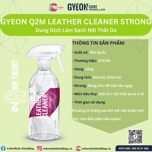  GYEON Q2M Leather Cleaner Dung Dịch Vệ Sinh Nội Thất Đồ Da Cao Cấp 