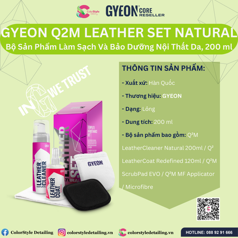  GYEON Q2M LeatherSet Bộ Làm Sạch Bảo Dưỡng Nội Thất Da 200 ml 