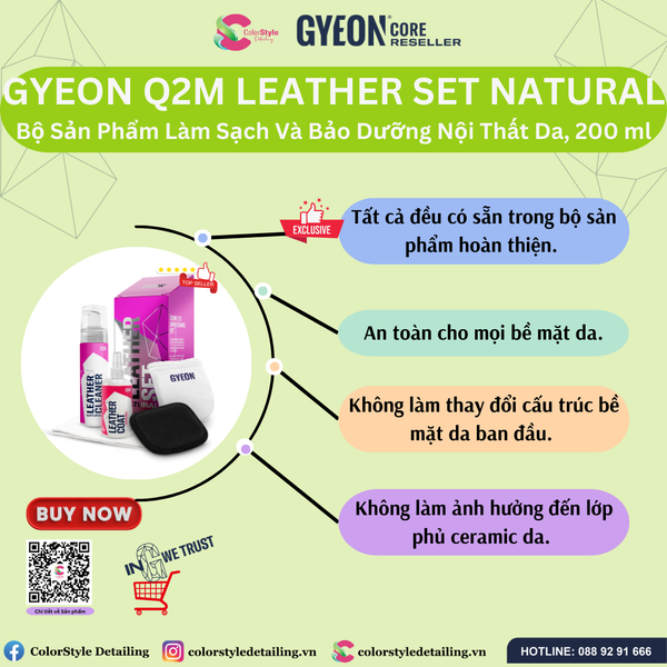  GYEON Q2M Leather Set Bộ Sản Phẩm Vệ Sinh Và Bảo Dưỡng Nội Thất Đồ Da 