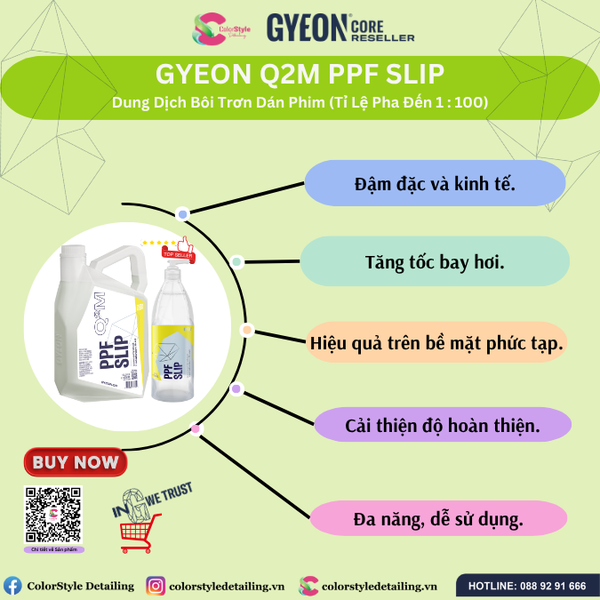  GYEON Q2M PPF Slip, Dung Dịch Bôi Trơn Dán Phim 