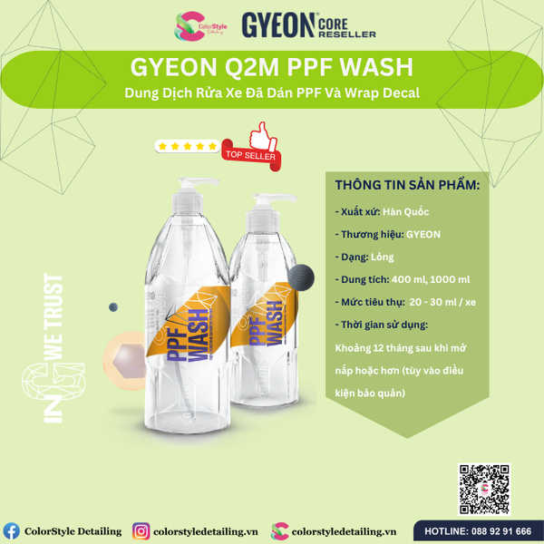  GYEON Q2M PPF Wash, Dung Dịch Rửa Xe Đã Dán PPF Và Wrap Decal 