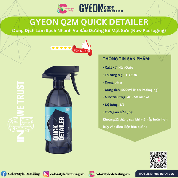  GYEON Q2M Quick Detailer Xịt Làm Sạch Nhanh Và Dưỡng Bóng Bề Mặt Sơn 