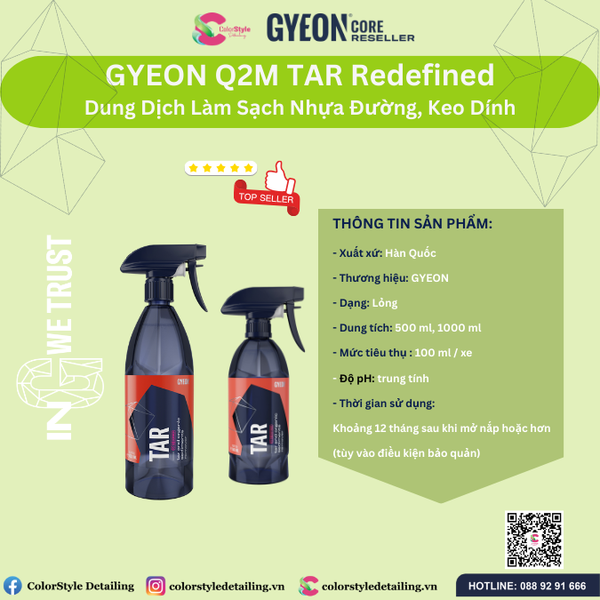  GYEON Q2M Tar Redefined, Dung Dịch Làm Sạch Nhựa Đường 