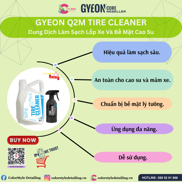  GYEON Q2M Tire Cleaner, Dung Dịch Vệ Sinh Lốp Xe Và Bề Mặt Cao Su 