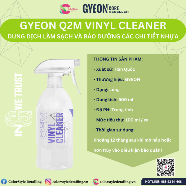  GYEON Q2M Vinyl Cleaner, Dung Dịch Làm Sạch Và Bảo Dưỡng Chi Tiết Nhựa 