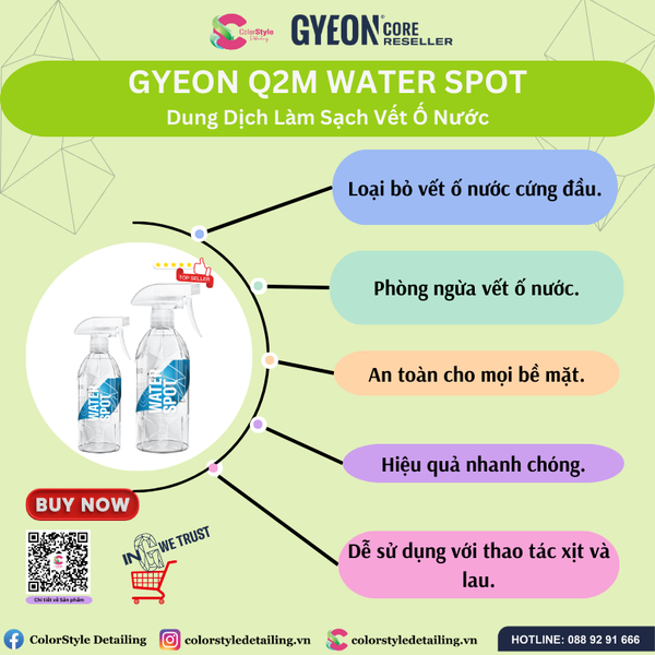  GYEON Q2M Water Spot, Dung Dịch Tẩy Vết Ố Nước 