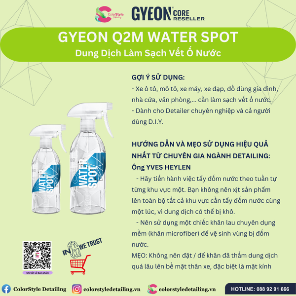  GYEON Q2M Water Spot, Dung Dịch Tẩy Vết Ố Nước 