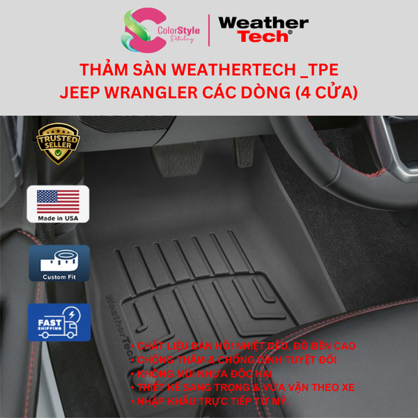  Thảm sàn WeatherTech Jeep Wrangler (4 Cửa) Các Dòng 