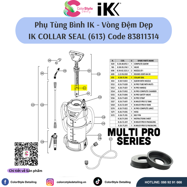  Vòng đệm tròn (phụ tùng bình xịt IK) bằng cao su IK COLLAR SEAL (613) 
