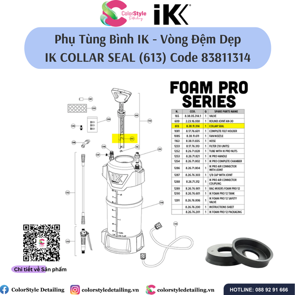  Vòng đệm tròn (phụ tùng bình xịt IK) bằng cao su IK COLLAR SEAL (613) 