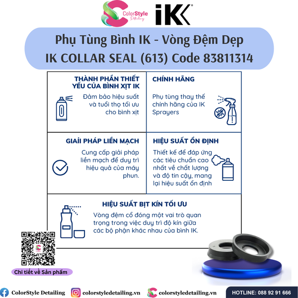  Vòng đệm tròn (phụ tùng bình xịt IK) bằng cao su IK COLLAR SEAL (613) 