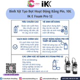  IK E FOAM PRO 12 - Bình Phun Tạo Bọt, Hoạt Động Bằng Pin, 10L 