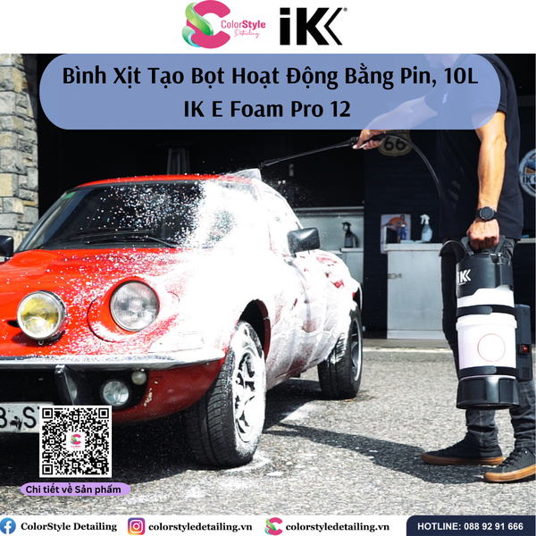  IK E FOAM PRO 12 - Bình Phun Tạo Bọt, Hoạt Động Bằng Pin, 10L 
