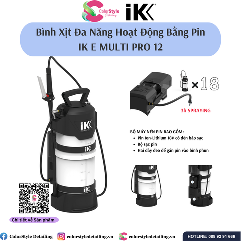  IK E Multi Pro 12 - Bình Xịt/Phun Hóa Chất Bằng Pin Dung Tích 10L 