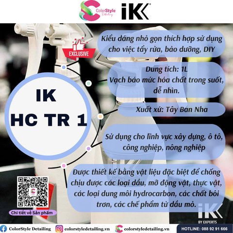  IK HC TR 1 - Bình Xịt/Phun Chuyên Dụng Cho Dầu Mỡ Dung Môi Bôi Trơn 1L 