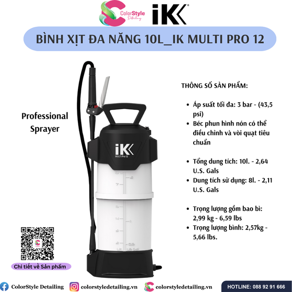  IK MULTI PRO 9 & 12 - Bình xịt/ phun hóa chất đa năng 8L - 10L 