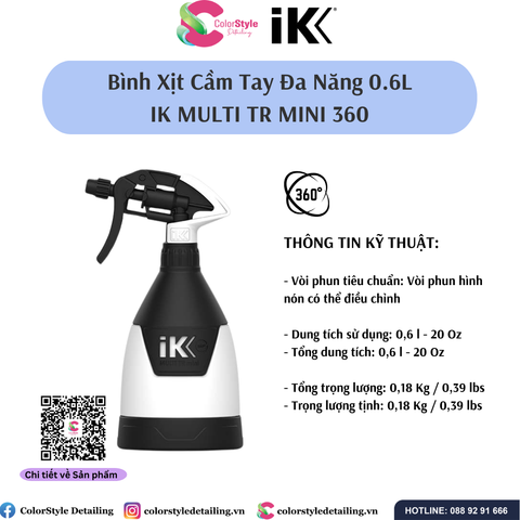  IK MULTI TR MINI 360 - Bình Xịt/Phun Hóa Chất Bằng Nhựa Cầm Tay 0.6L 