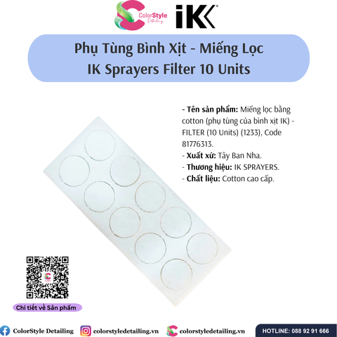  Miếng lọc bằng cotton (phụ tùng bình xịt IK) - FILTER (10 U.) (1233) 
