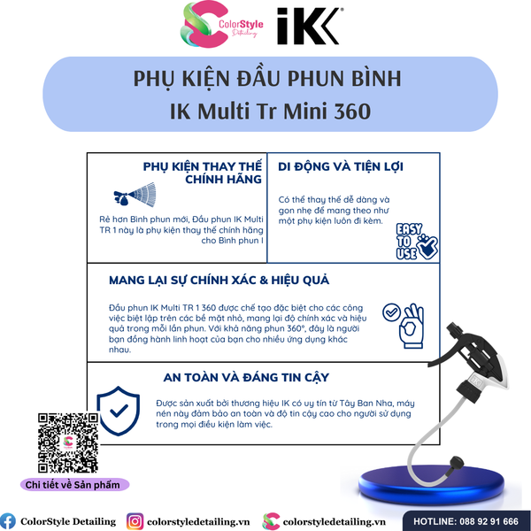  Phụ Kiện Đầu Phun Thay Thế Cho Bình Xịt IK Multi Tr Mini 360, Hiệu IK 