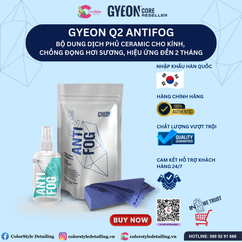  GYEON Q2 AntiFog Phủ Ceramic Kính Chống Đọng Sương Hiệu Quả 12 Tháng 