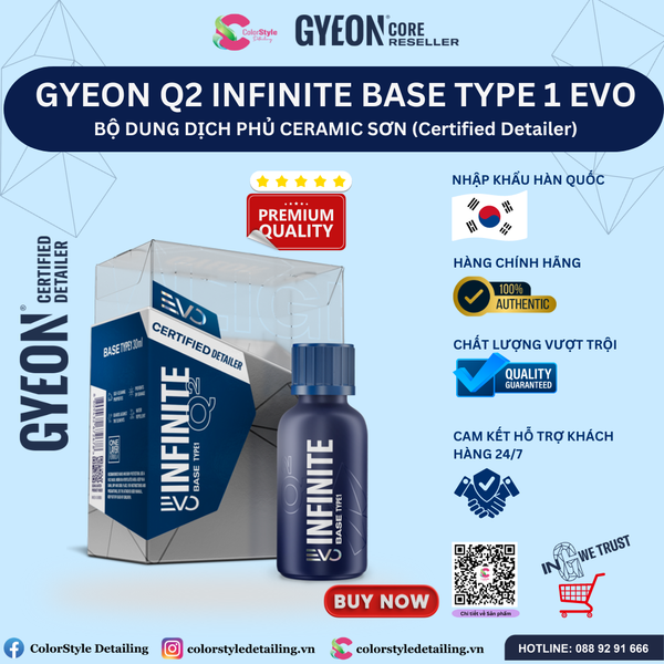  GYEON Q2 INFINITE BASE TYPE 1 EVO, Bộ Dung Dịch Phủ Ceramic Sơn 
