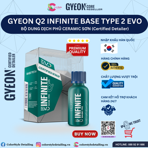  GYEON Q2 INFINITE BASE TYPE 2 EVO, Bộ Dung Dịch Phủ Ceramic Chuyên Nghiệp Bề Mặt Sơn 