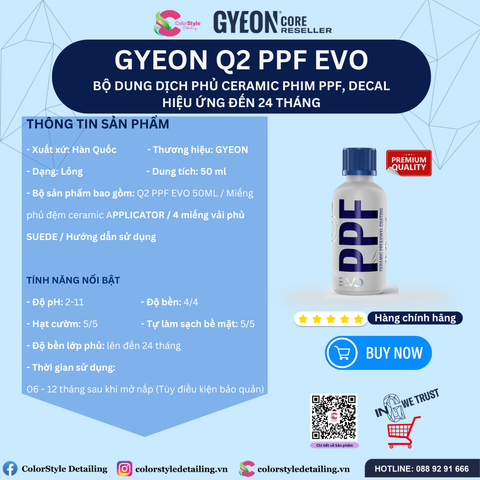  BỘ DUNG DỊCH PHỦ CERAMIC GYEON Q2 PPF EVO 