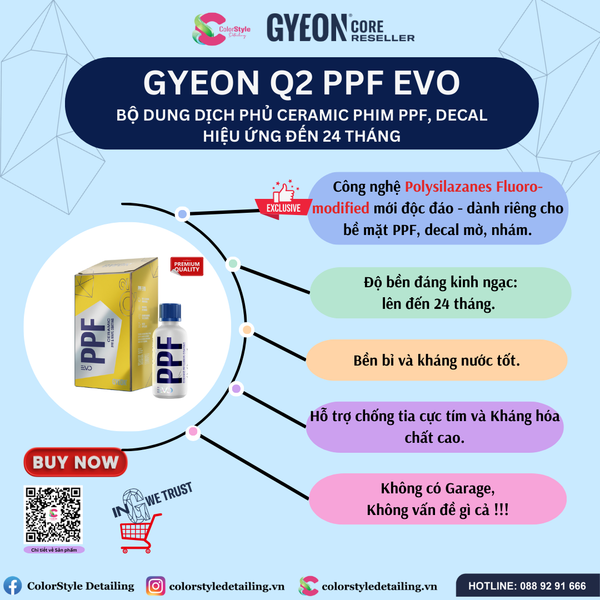  GYEON Q2 PPF EVO Phủ Ceramic Phim PPF & Decal Hiệu Ứng Đến 24th 