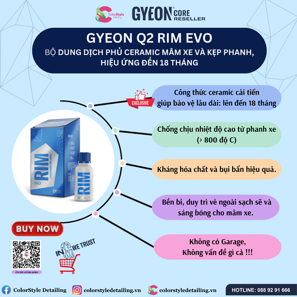  GYEON Q2 Rim EVO. Dung Dịch Phủ Ceramic Mâm Xe, Hiệu Ứng Đến 18th 