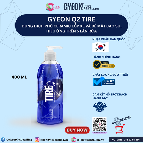  GYEON Q2 Tire Phủ Ceramic Lốp Xe Bề Mặt Cao Su Hiệu Ứng Trên 5 Lần Rửa 