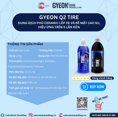  DUNG DỊCH PHỦ CERAMIC LỐP XE GYEON Q2 Tire 