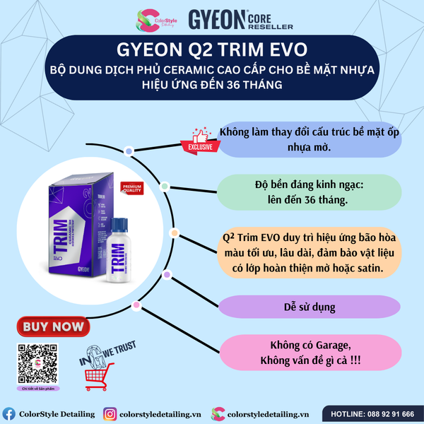  GYEON Q2 Trim EVO Dung Dịch Phủ Ceramic Nhựa Hiệu Ứng Đến 36th 