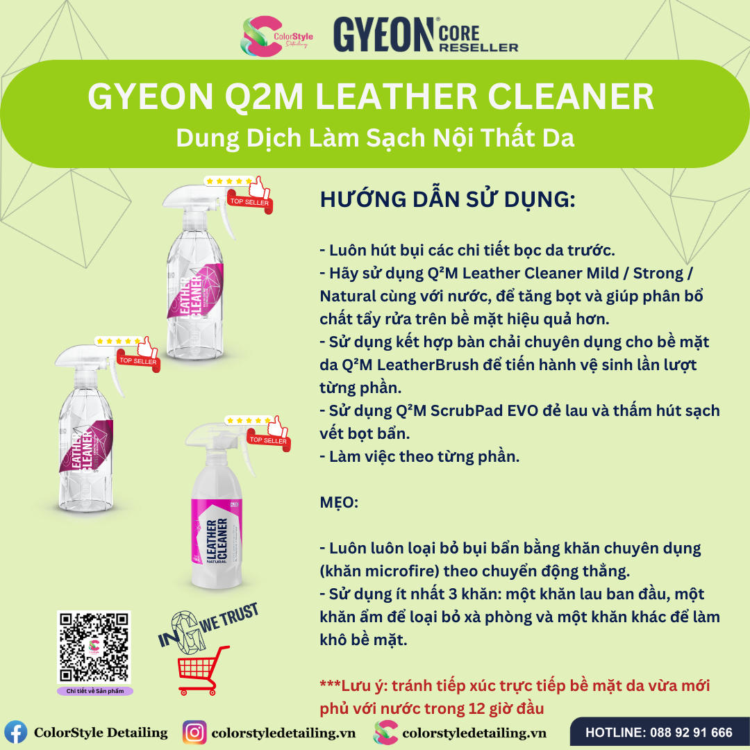 GYEON Q2M Leather Cleaner, Dung Dịch Làm Sạch Nội Thất Da Cao Cấp ...