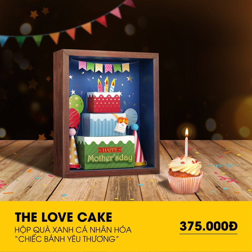HỘP QUÀ XANH CÁ NHÂN HÓA CHIẾC BÁNH YÊU THƯƠNG - THE LOVE CAKE