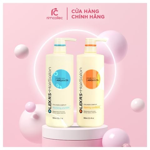 Bộ Gội Xả Ngăn Ngừa Rụng Tóc Olexrs + Hair Salon Pure 100% Argan Oil 500ml