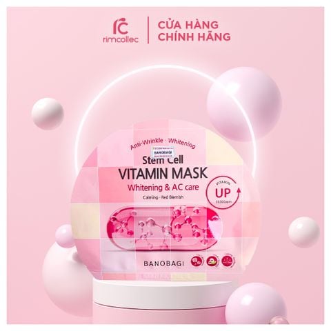 Mặt Nạ Banobagi Stem Cell Vitamin Mask Màu Hồng Dưỡng Trắng Làm Dịu Da Hộp 10 Miếng