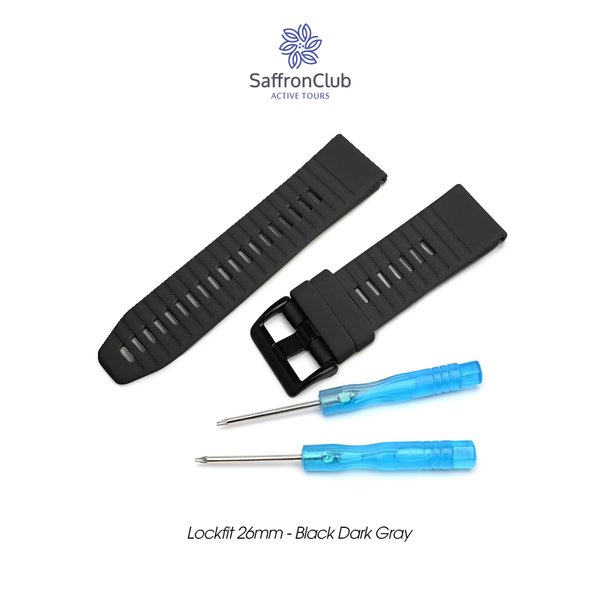  Dây đeo Quick Fit 26mm Sillicone cho Garmin-Black/Gray 