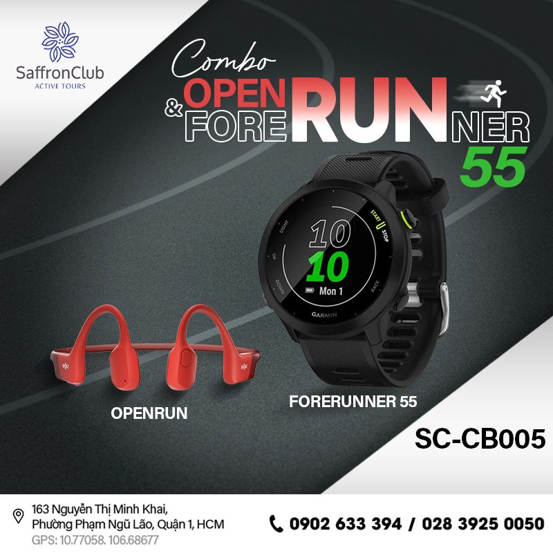  Combo tai nghe SHOKZ OpenRun & đồng hồ GARMIN Forerunner 55 