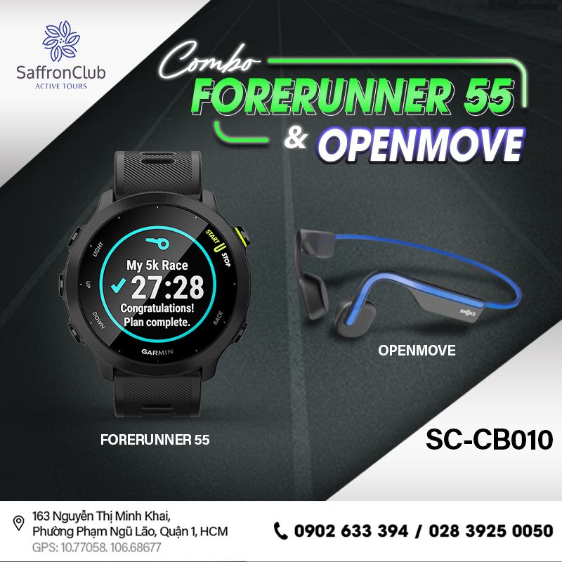  Combo tai nghe SHOKZ OpenMove & đồng hồ GARMIN Forerunner 55 