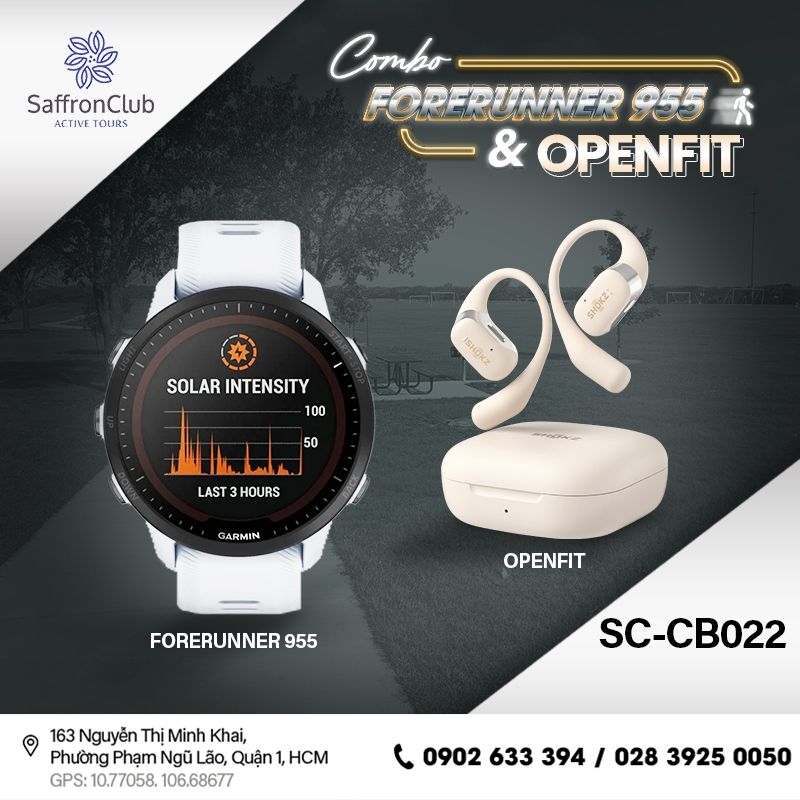  Combo tai nghe SHOKZ OpenFit & đồng hồ GARMIN Forerunner 955 