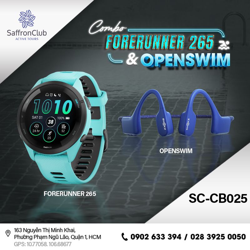  Combo tai nghe SHOKZ OpenSwim & đồng hồ GARMIN Forerunner 265 